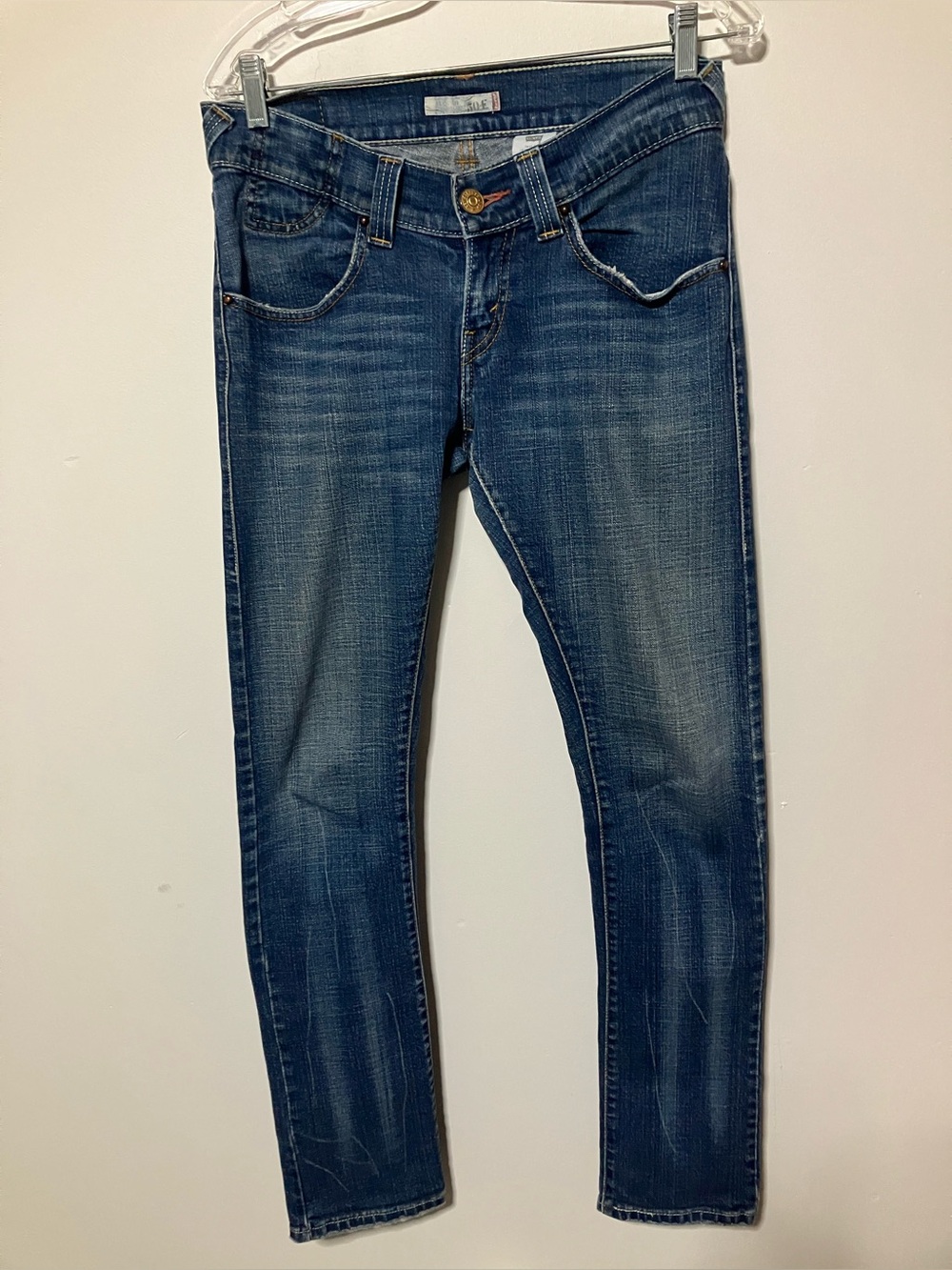 Levi's 504 Slouch Skinny Jeans Low Rise Medium Blue Wash Stretch Denim Size 7M